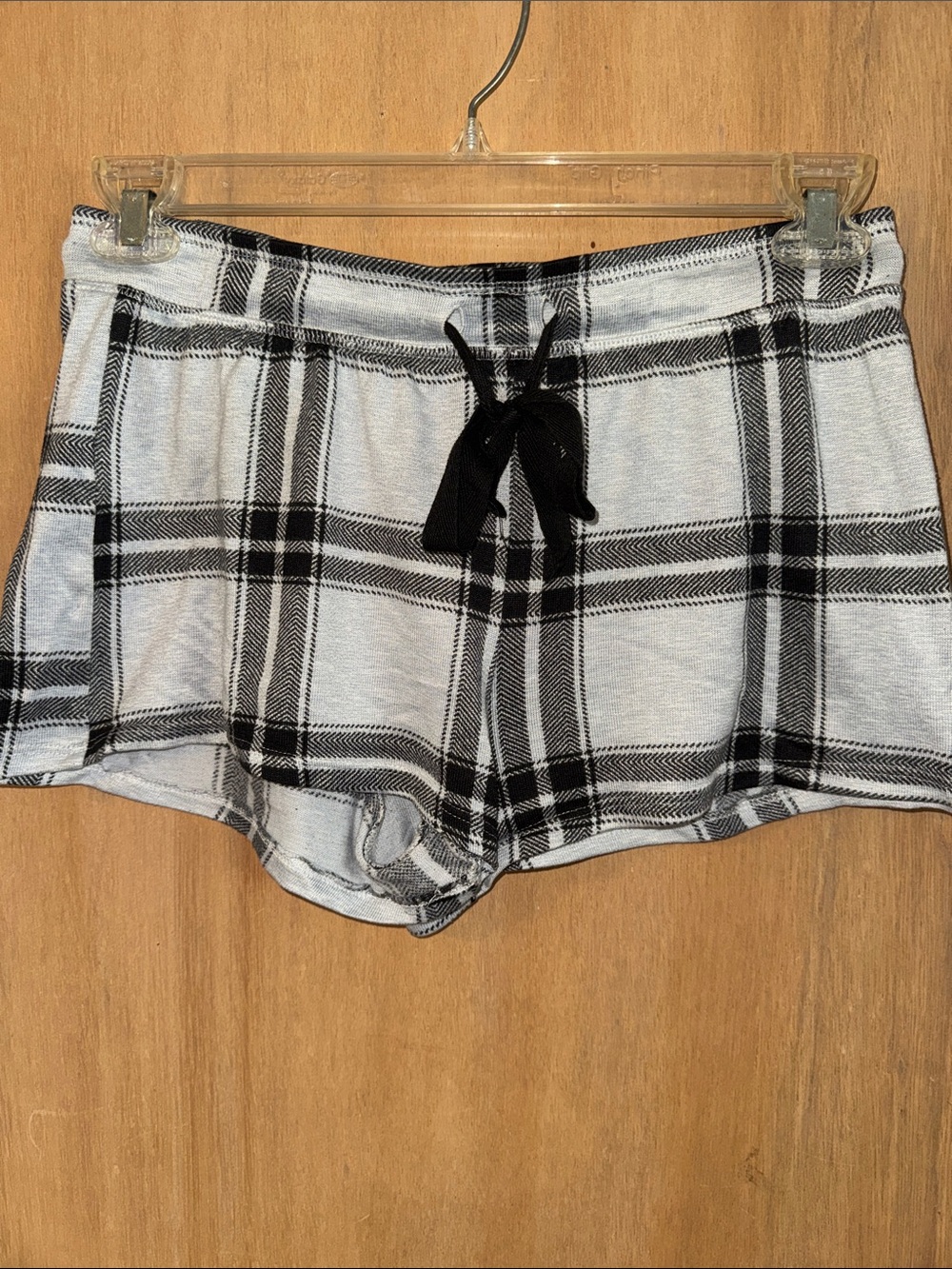 Black & White Plaid Lounge/Sleep Shorts with Drawstring Medium